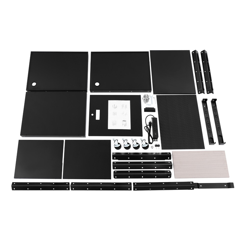 Large AV Cart with Extra Storage - Adjustable Height Cart with Locking Cabinet