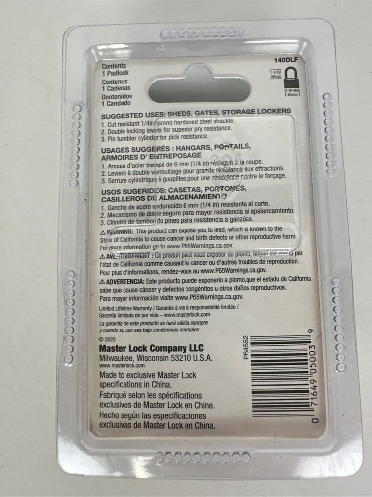 Master Lock 140DLF Padlock with 2 Keys 1 Pack