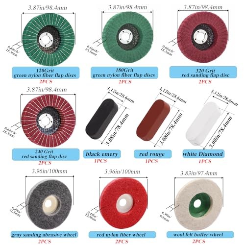 18Pcs 4 Inch Buffering Wheels Polishing Kit with Compound for Angle