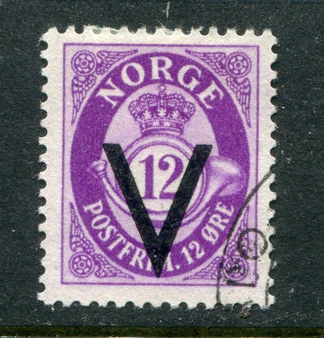 Norway #220 Post Horn Overprint 12 Ore [Used]