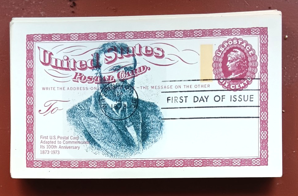 CENTENARY FIRST US POSTAL CARD 1973 ULYSSES GRANT UNKNOWN CACHET FIRST DAY CARD