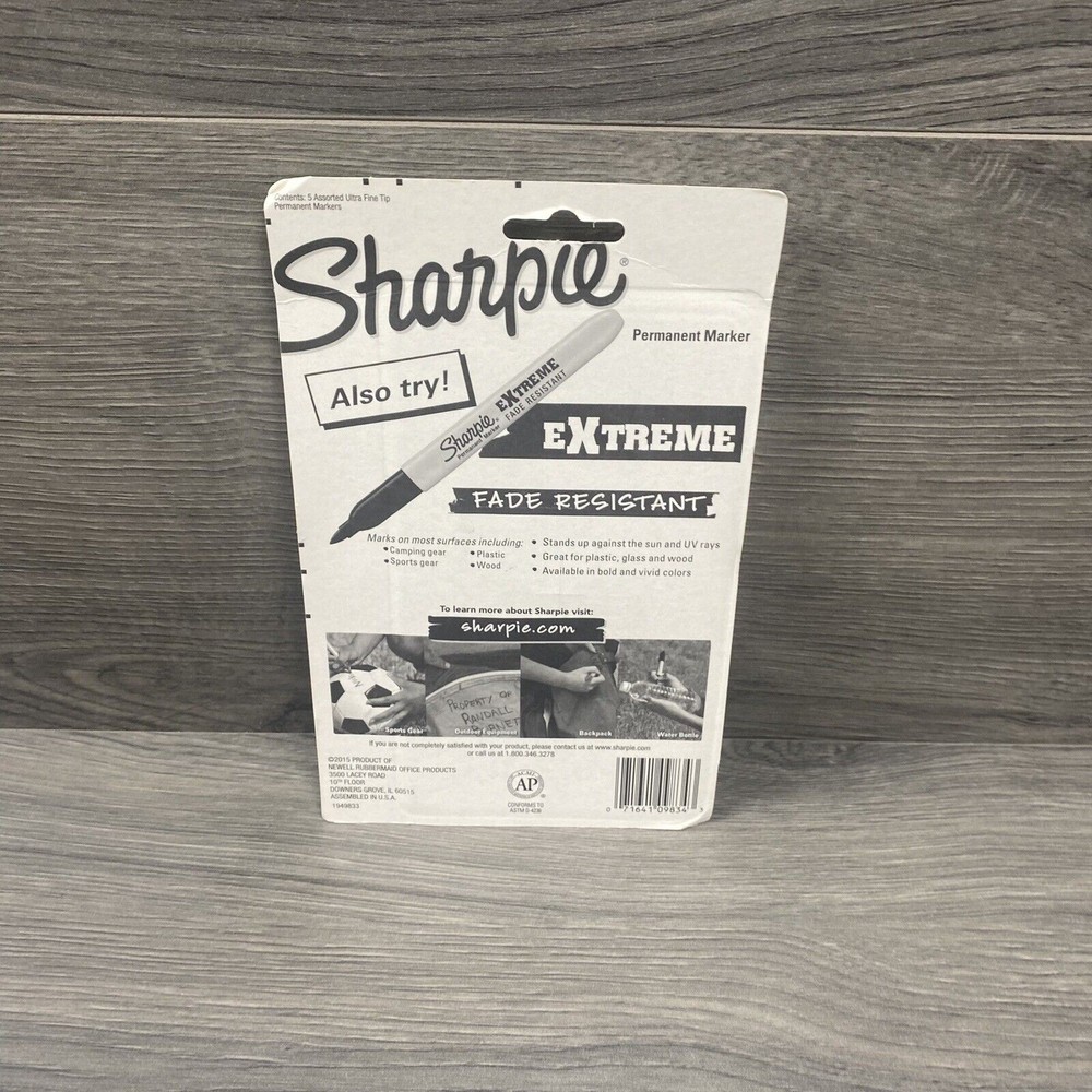 Sharpie Color Burst Permanent Markers, Ultra-Fine Point, Assorted, 5/Pack