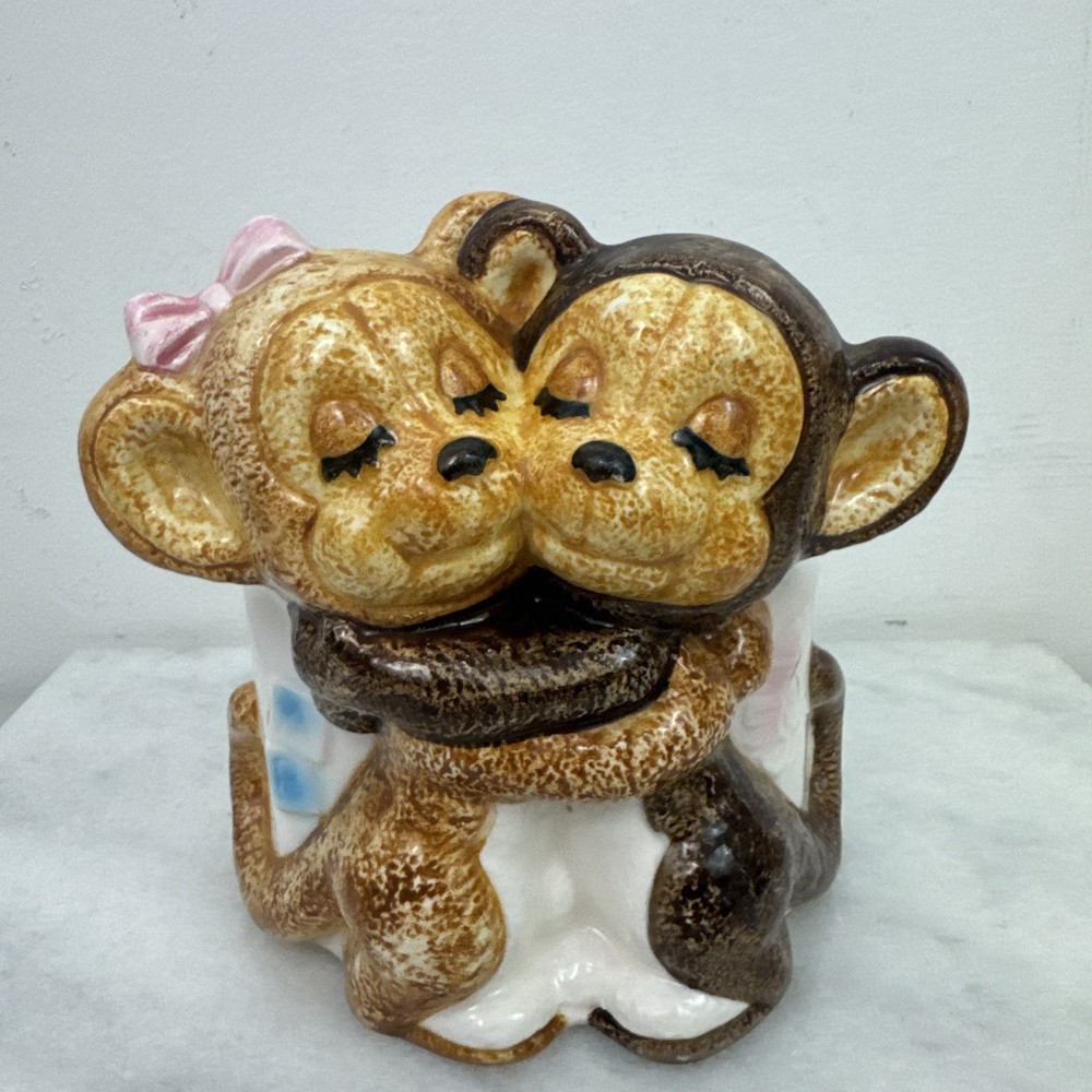 Napco Ware Hugging Monkeys Baby Nursery Planter