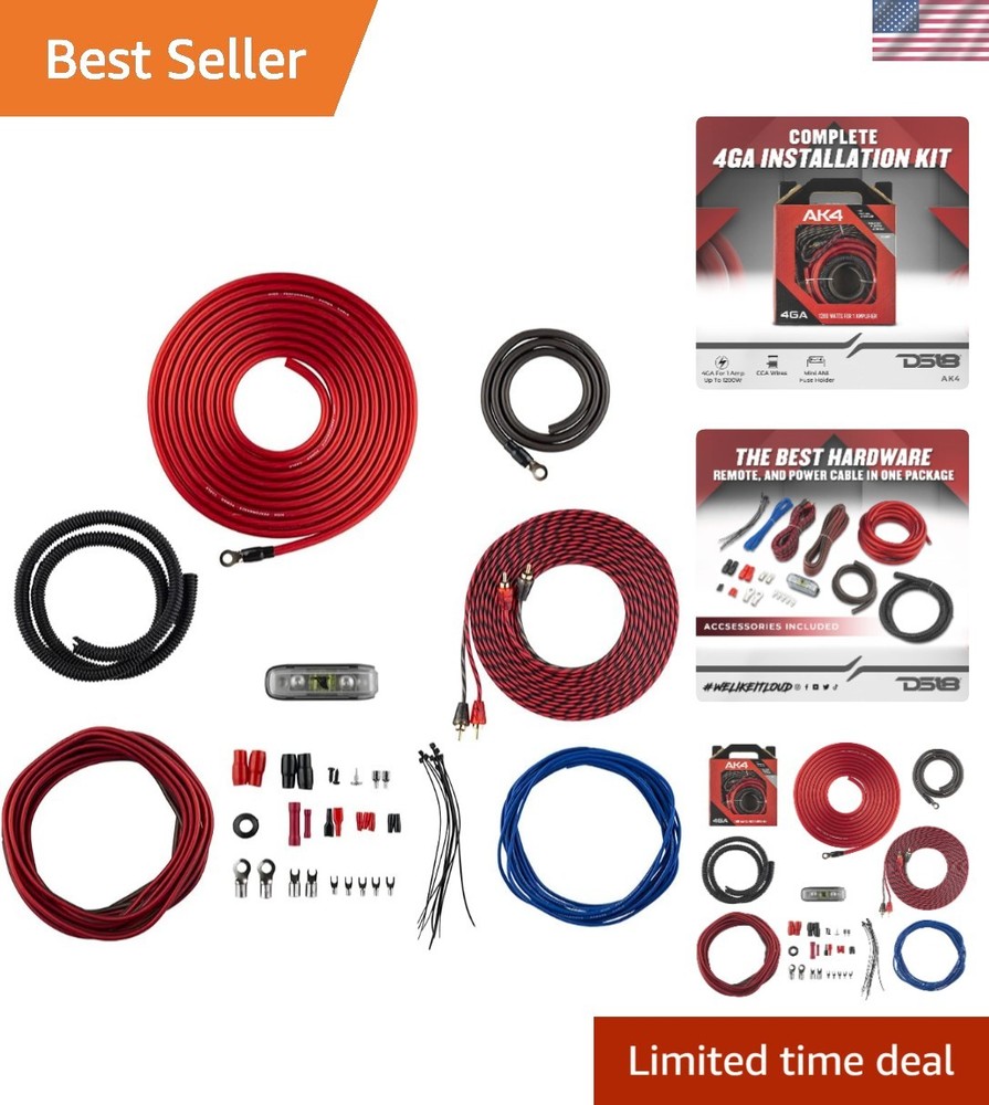 4 Gauge Wiring Kit for 1200W Amplifier - High Quality Components