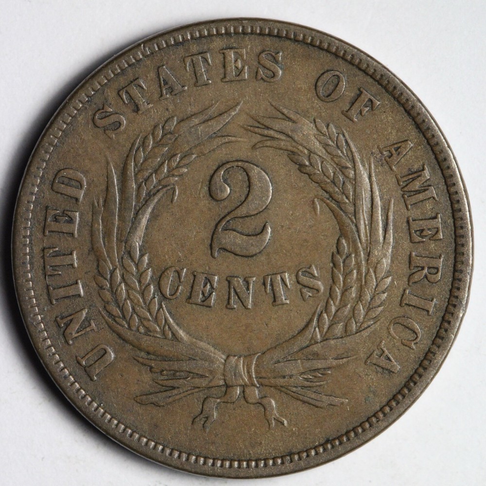 1868 Two Cent Piece VF E354 QAEZ