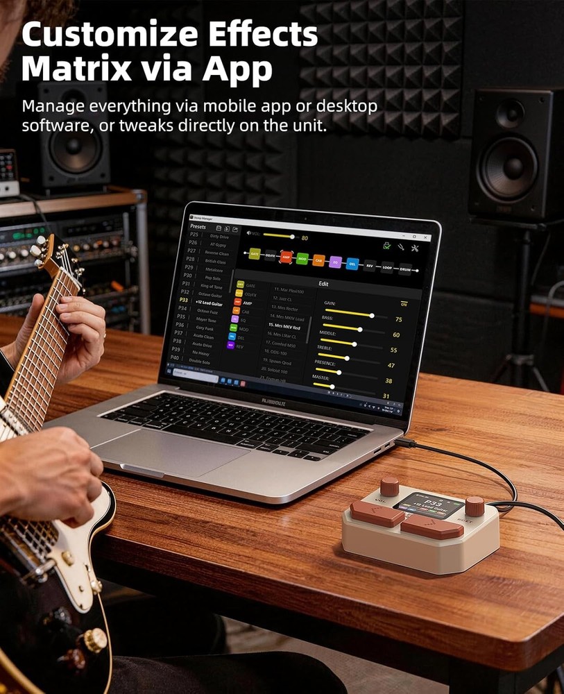 LEKATO ME-05 Guitar Processor Amp Cab Sim Bluetooth 24-bit USB Audio Interface