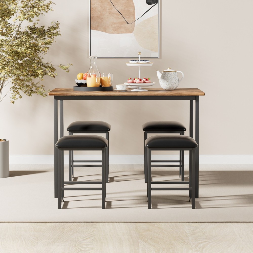 Dining Table Set for 4 Small Space Kitchen Breakfast Table Chairs Set, 4 Stools