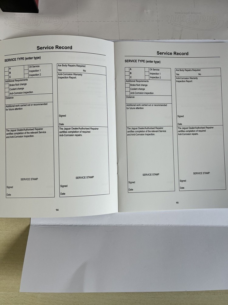 Jaguar XF Service History Book For All Models Blank