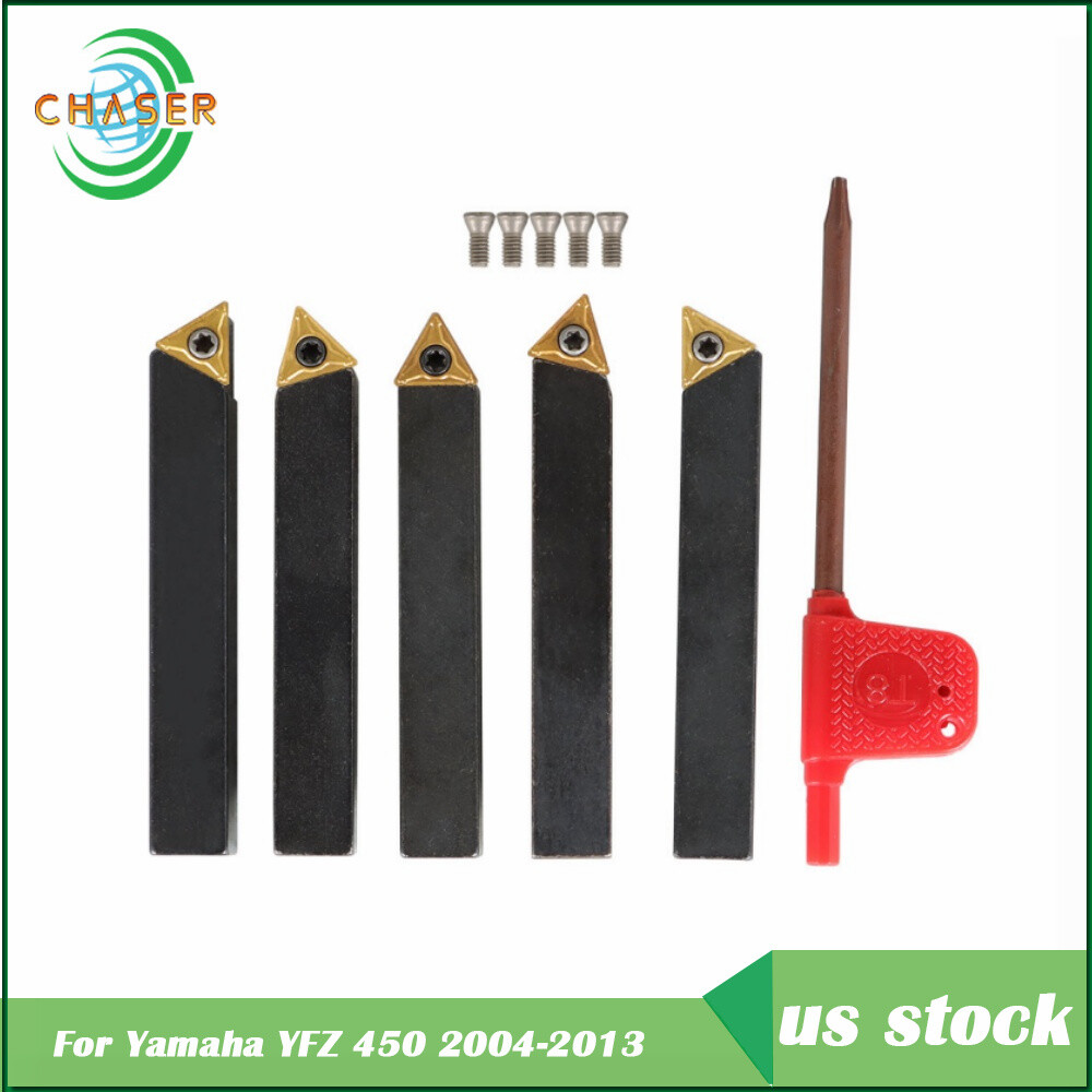 5 Pack Lathe Indexable Carbide Insert + Turning Tooling Bit Holder Set 3/8"