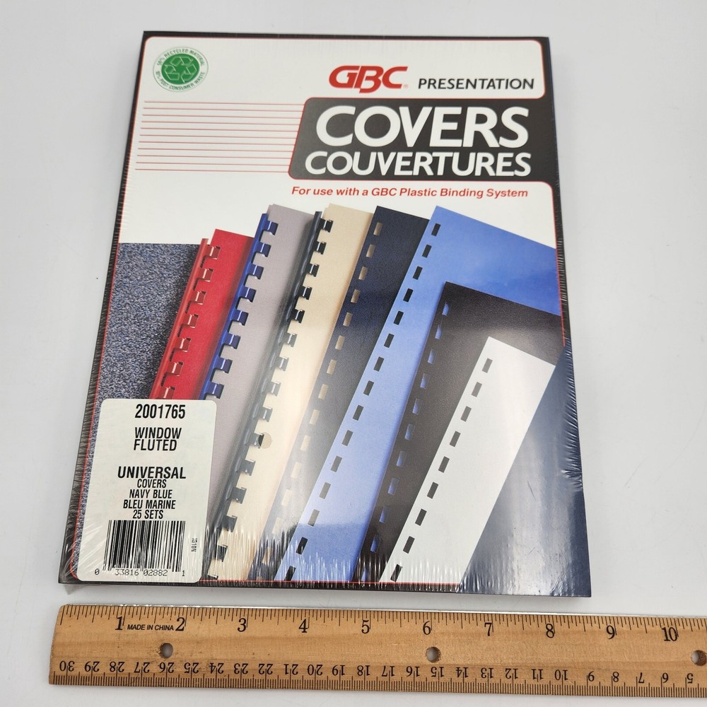 GBC Presentation Covers Universal 2001765 Window Fluted 25 Sets Navy Blue