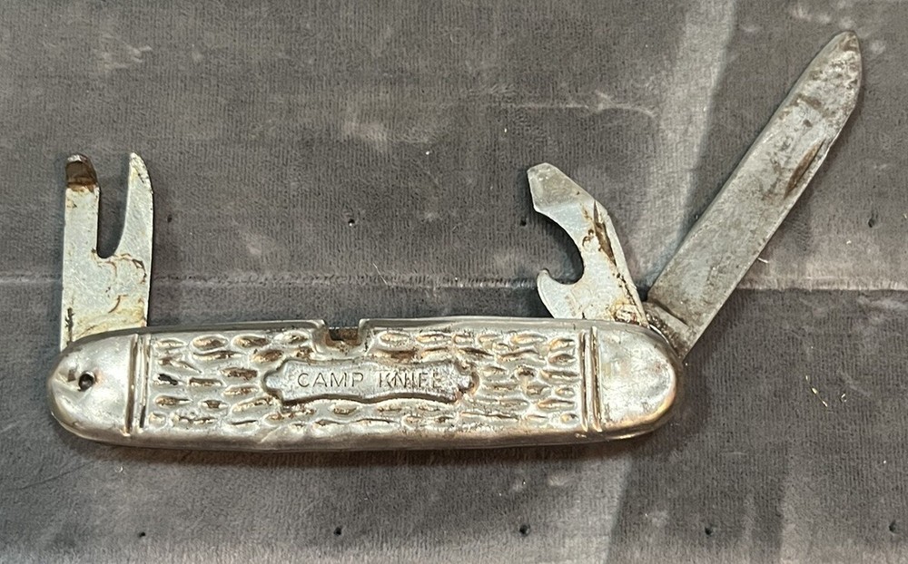 VINTAGE SILVER CAMP KNIFE 3 Blade
