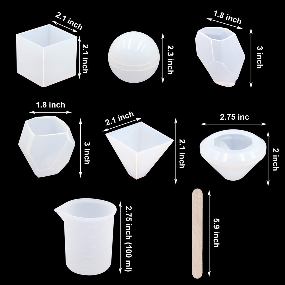 18Pcs DIY Silicone Resin Casting Molds Tools Set Includes 6 Resin Casting Mol...