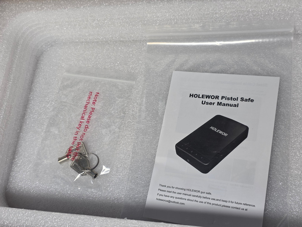 Holewor Small Pistol-Handgun Lock Box -Passcode or Key -Read Ad