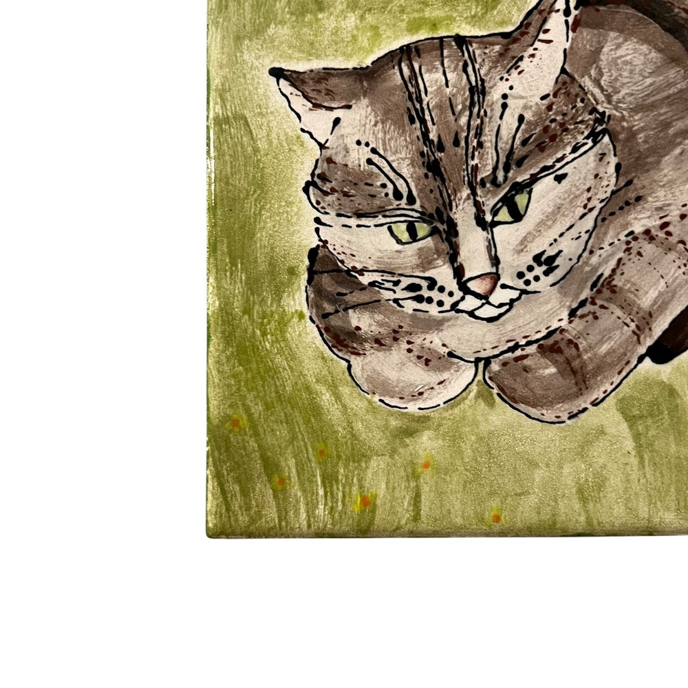 Handmade Ceramic Tile Cat Art Wall Decorative Home Decor