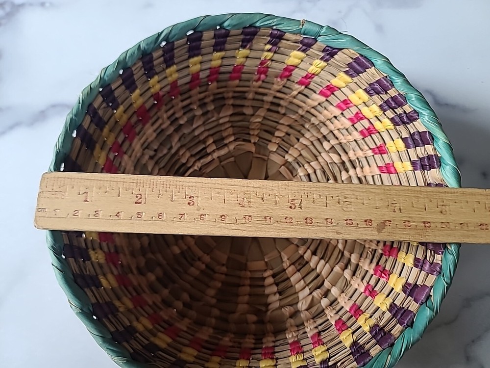 Vintage Striped Woven Basket