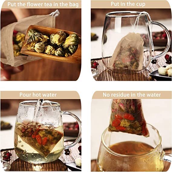 600 Pcs Disposable Tea Filter Bags for Loose Tea,Drawstring Empty Bag for Loo...