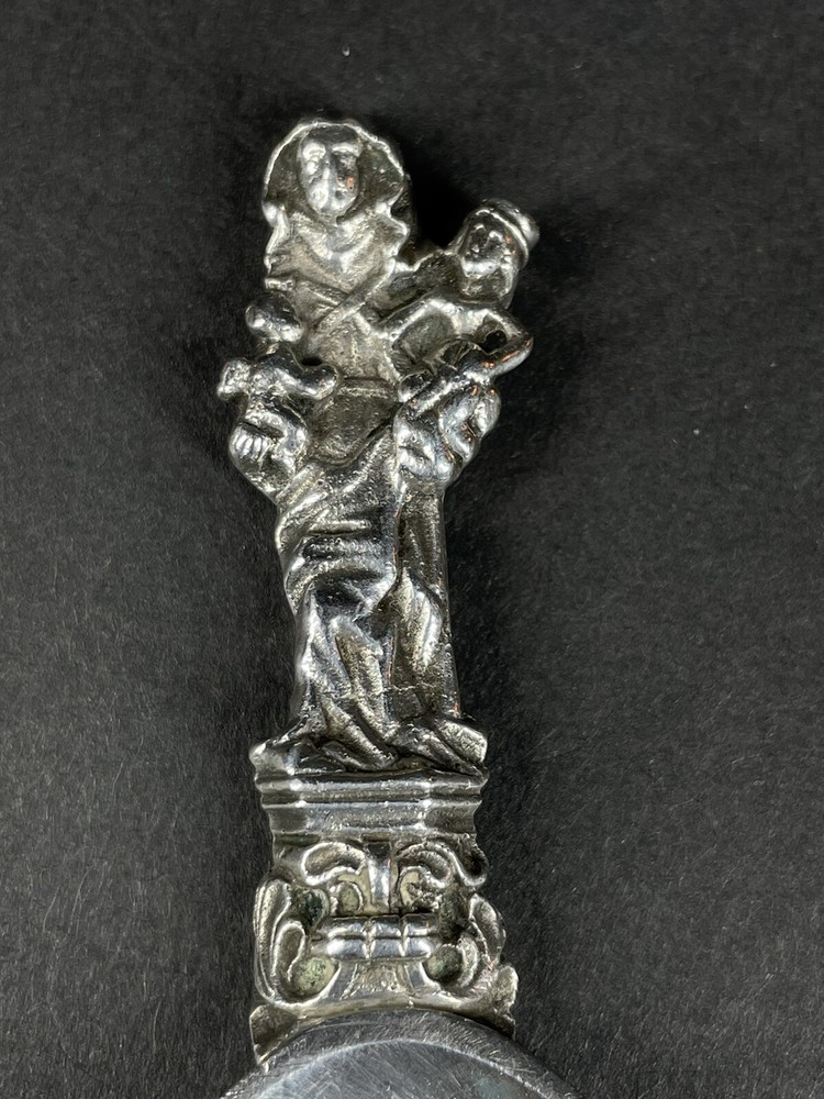 Antique Norwegian 800 Silver Saethers Gull Anointing Spoon Madonna Jesus Handle