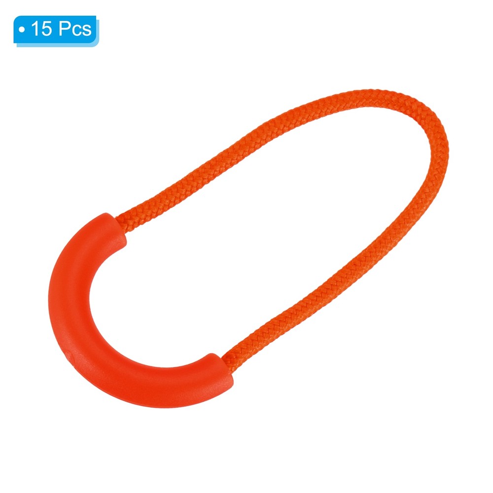 Zipper Pulls Replacement, 15 Pack Extension Cord Handle for Bags, Orange