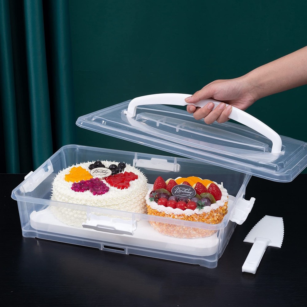 Plastic Cake and Cupcake Carrier Holder, Large Portable Storage Container for...