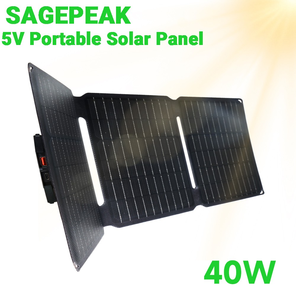 40W 5V Foldable Portable Solar Panel USB Type-C Charger for RV Car Boat Camping