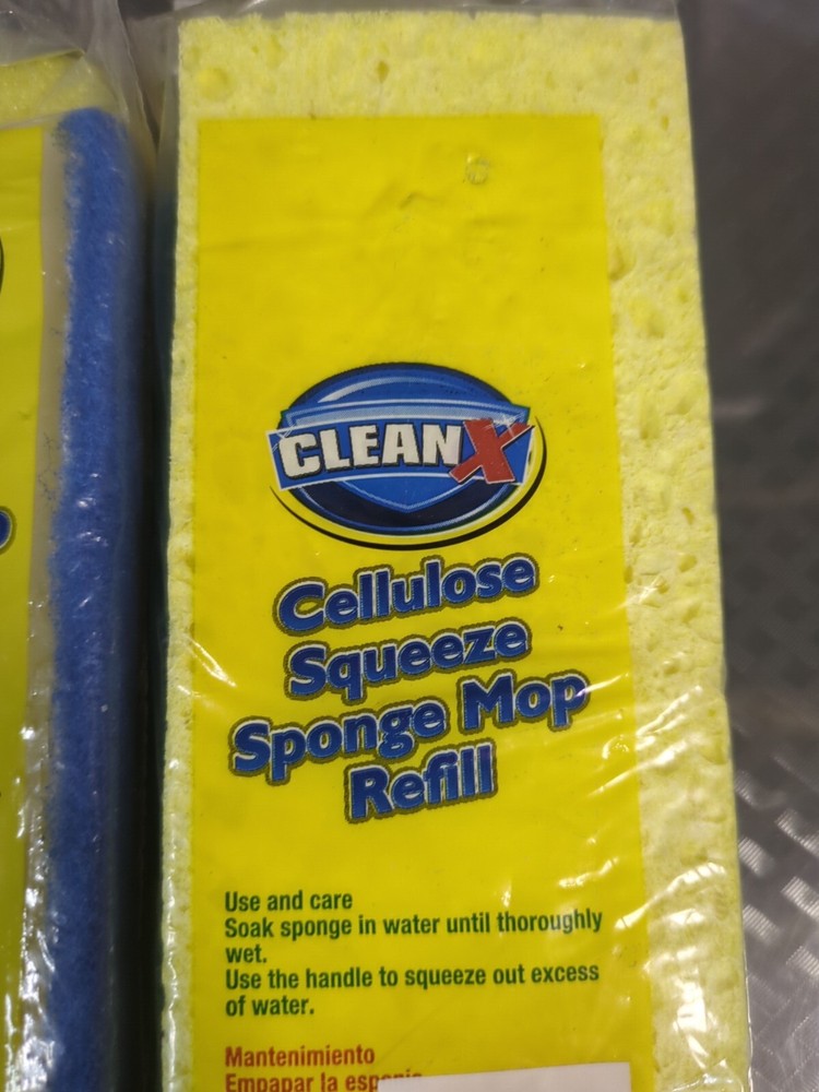 2 Packs CleanX Cellulose Squeeze Sponge Mop Refill Absorbent Easy Refill #33