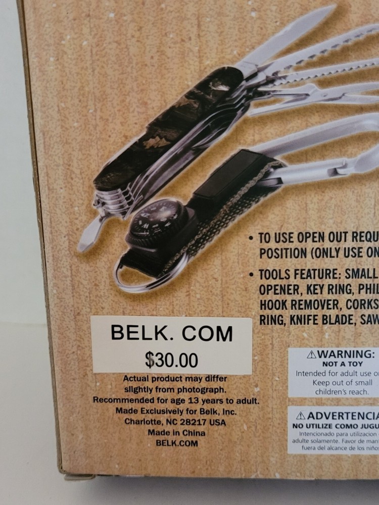 SADDLEBRED OUTDOORS GIFT SET COMPASS Carabiner, Multi tool Knife-16 Feature- NIB