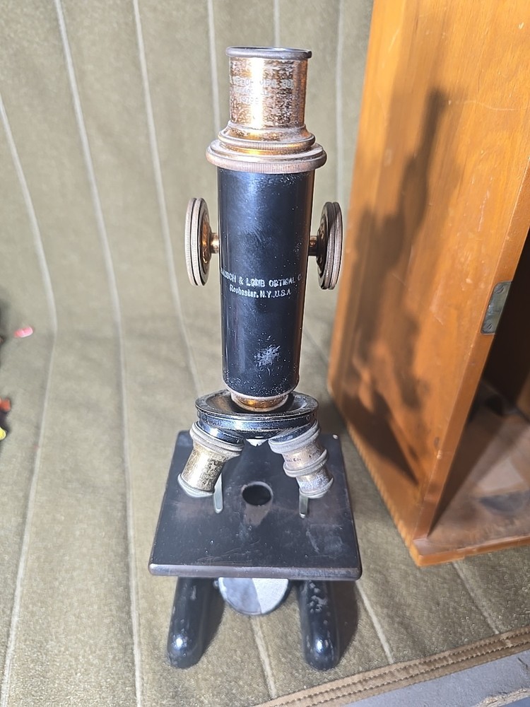 Antique 1907 Bausch & Lomb Jug Handle Microscope