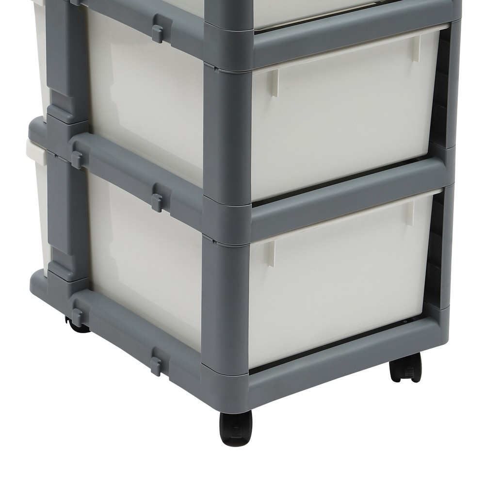 16.5*13.3*34.5in White/ Grey Rectangular PP 4-Drawer Organizer With Tray Top