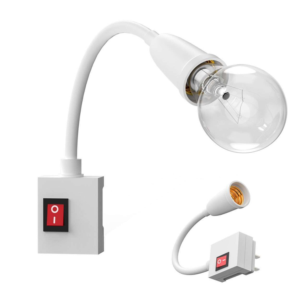 1PCS 360° Flexible E27 Light Bulb Holder Extension Socket Adapter On/Off Switch