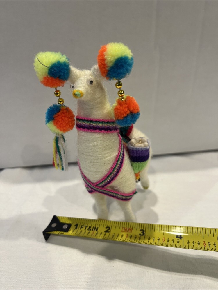 Peruvian Llama Folk Art Figure Plush Multi Color