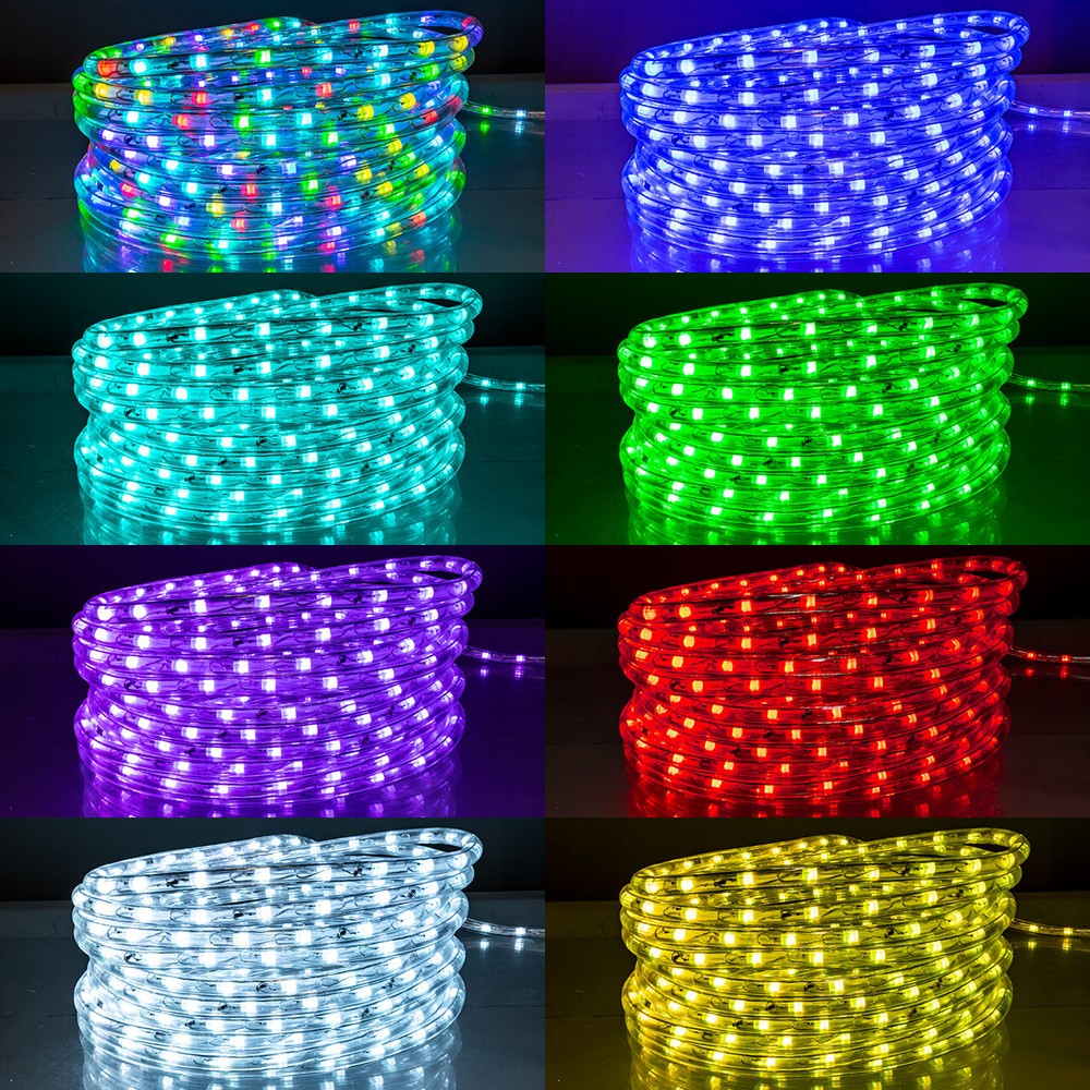 RGB Color Changing Multi-Function LED Rope Light with Sparkle Effects - 120 Volt