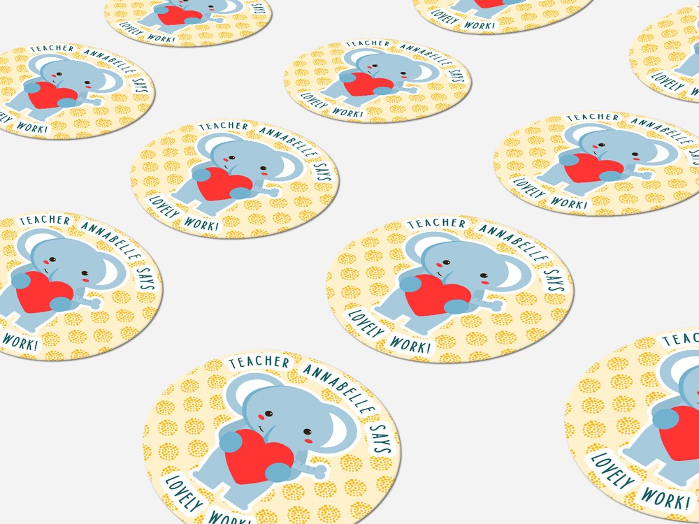 Personalised teacher round sticker labels, custom stickers