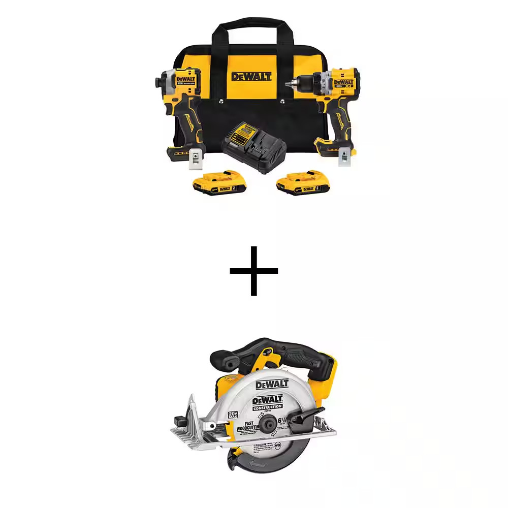 20V MAX XR Cordless Drill/Driver, ATOMIC Impact Driver 2 Tool Combo Kit and 6.5