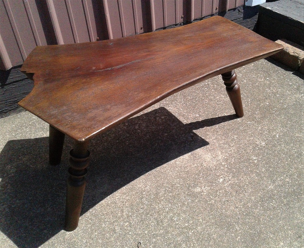 Antique Primitive Solid Walnut Plank Bench Live Edge 1900s Era