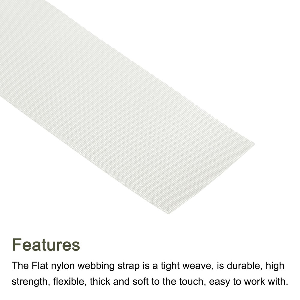 Flat Nylon Webbing Strap 2 Inch 25 Yards White for Backpack