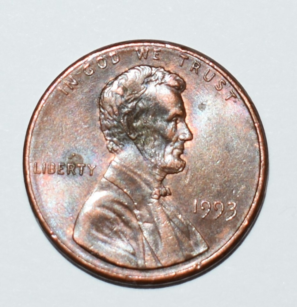 1993 Lincoln Penny No Mint Mark Strike Through AM Error Multi Errored