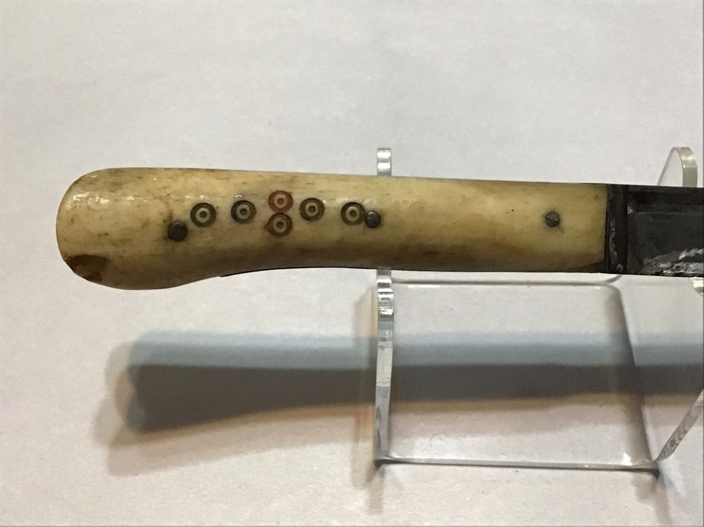 Antique Authentic Creation Dagger Knife Bone Handle Leather Sheath