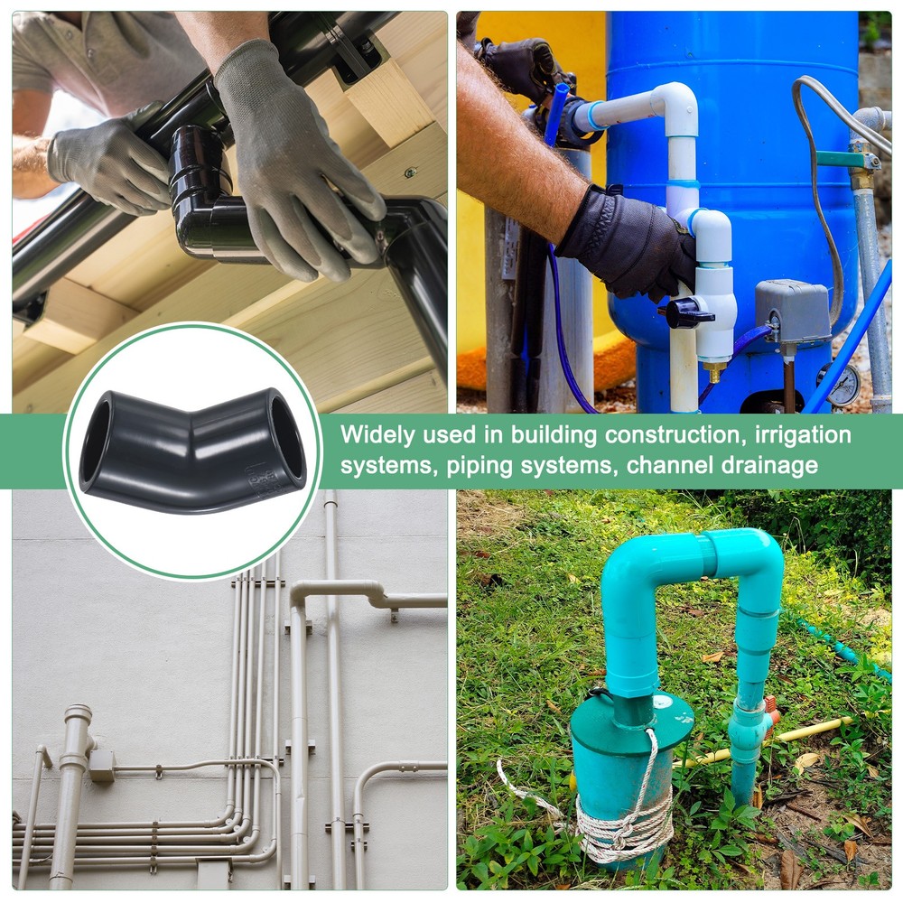 2-Pack 45 Degree Adapter Connector, 3/4" Socket UPVC Pipe Fitting Elbow, Grey