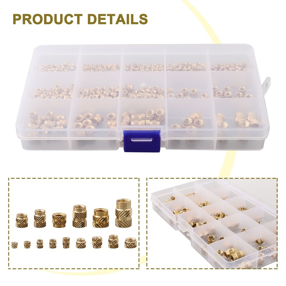 Threaded Inserts Brass M5 M6 Nuts Threaded Threaded Knurled 15 Sizes 7 Models