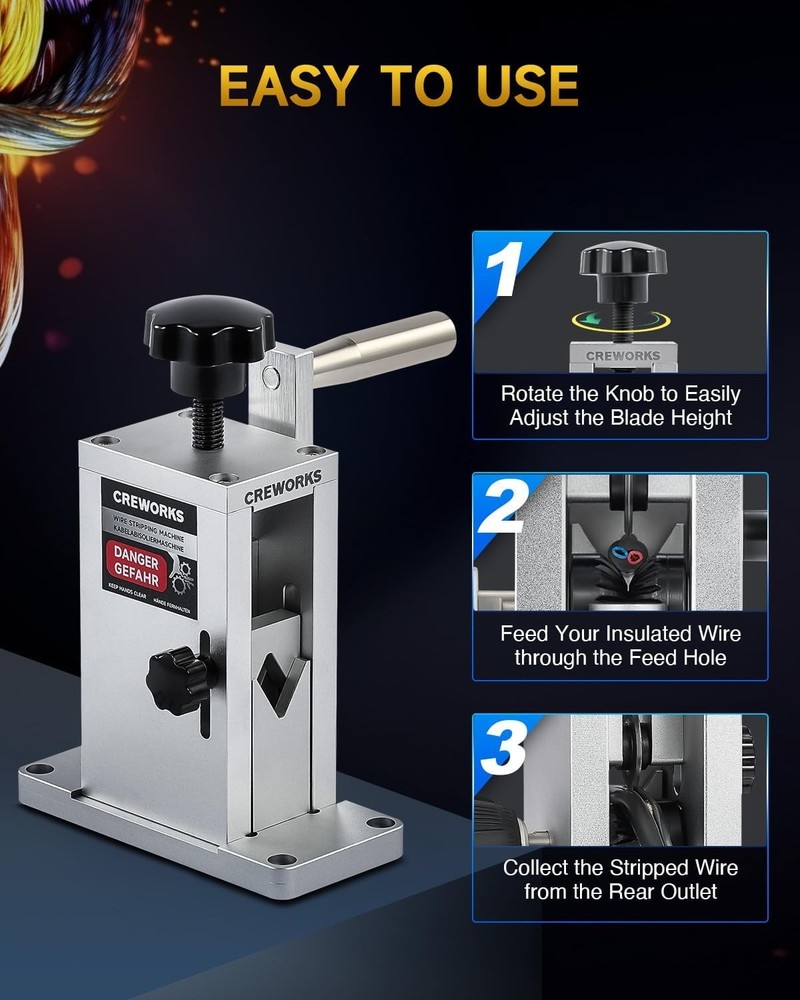 Adjustable Feed Hole Wire Stripper for Scrap Cable - Portable and Efficient