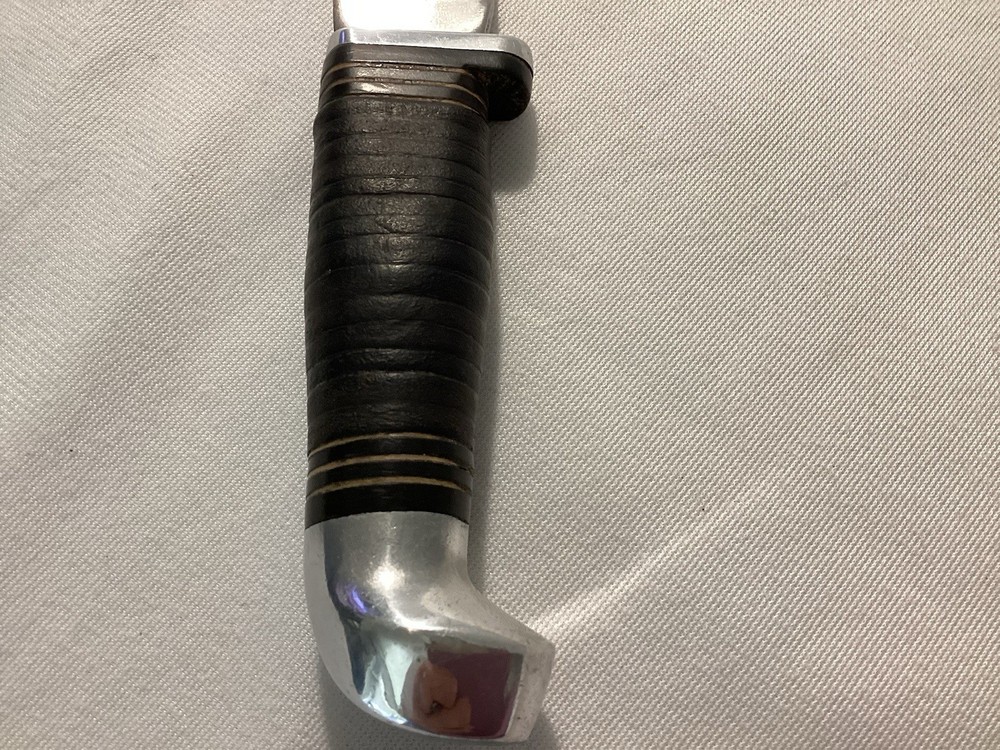 Vintage Fixed Blade Leather Stacked Handle Knife No Markings