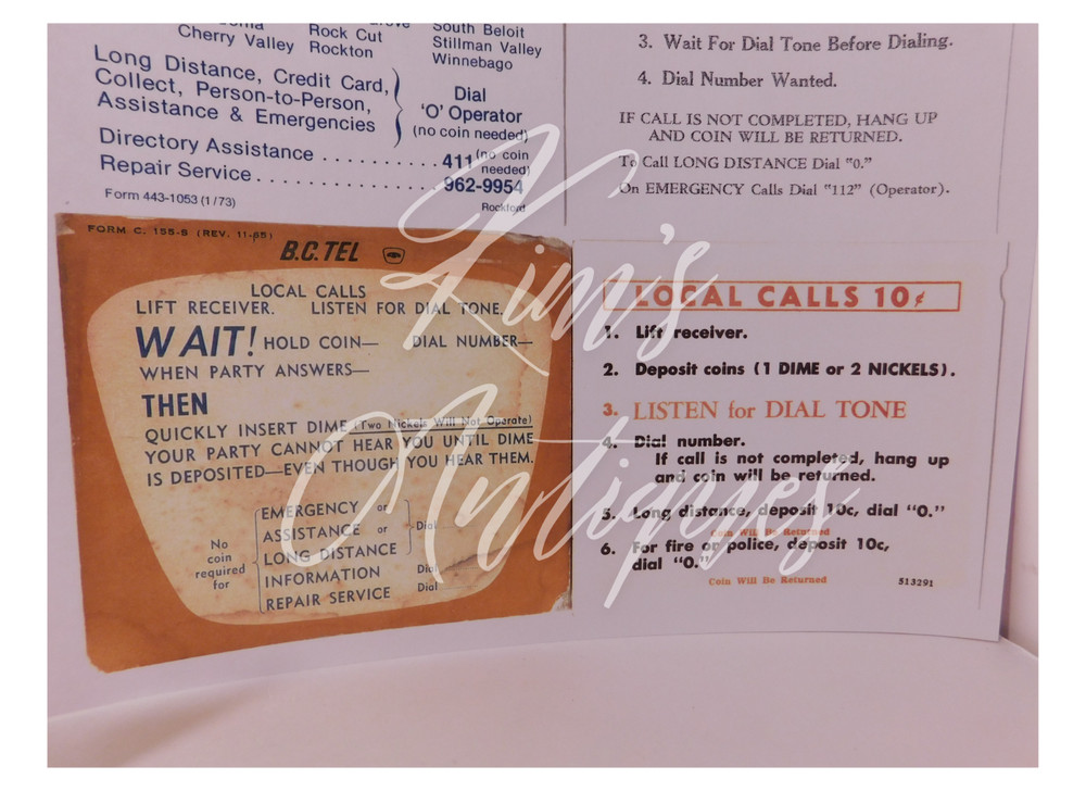 2 Sheets of 6 Diff. Repro. Center Info Card Inserts for W/E or A/E Payphones P10