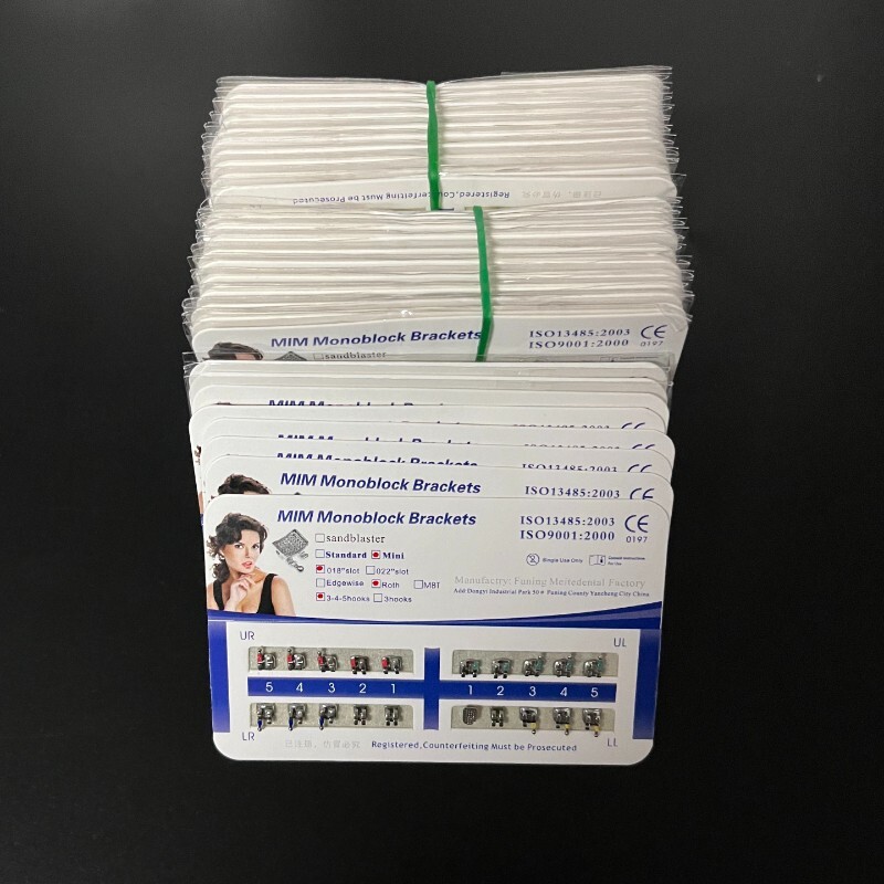 5 Sets Dental Metal Bracket MIM Monoblock Mini Roth 018 345 hooks Mesh Base