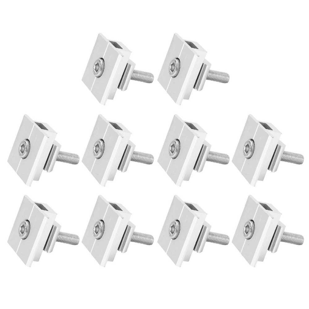 10Pcs Solar Panel Mid Clamps Waterproof Mount Aluminum Bracket Mounting