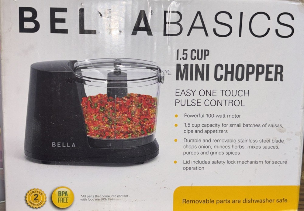 Bella Basics 1.5 Cup Mini Chopper Easy Touch Pulse Control