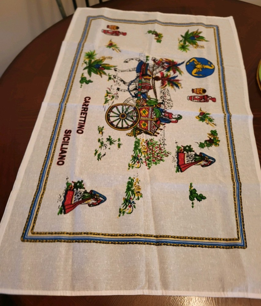 Sicilian Horsecart Linen Table Runner