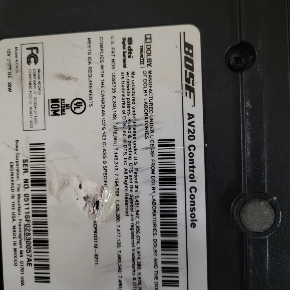 Bose AV20 Control Console W/ Power Supply, No Remote- Works