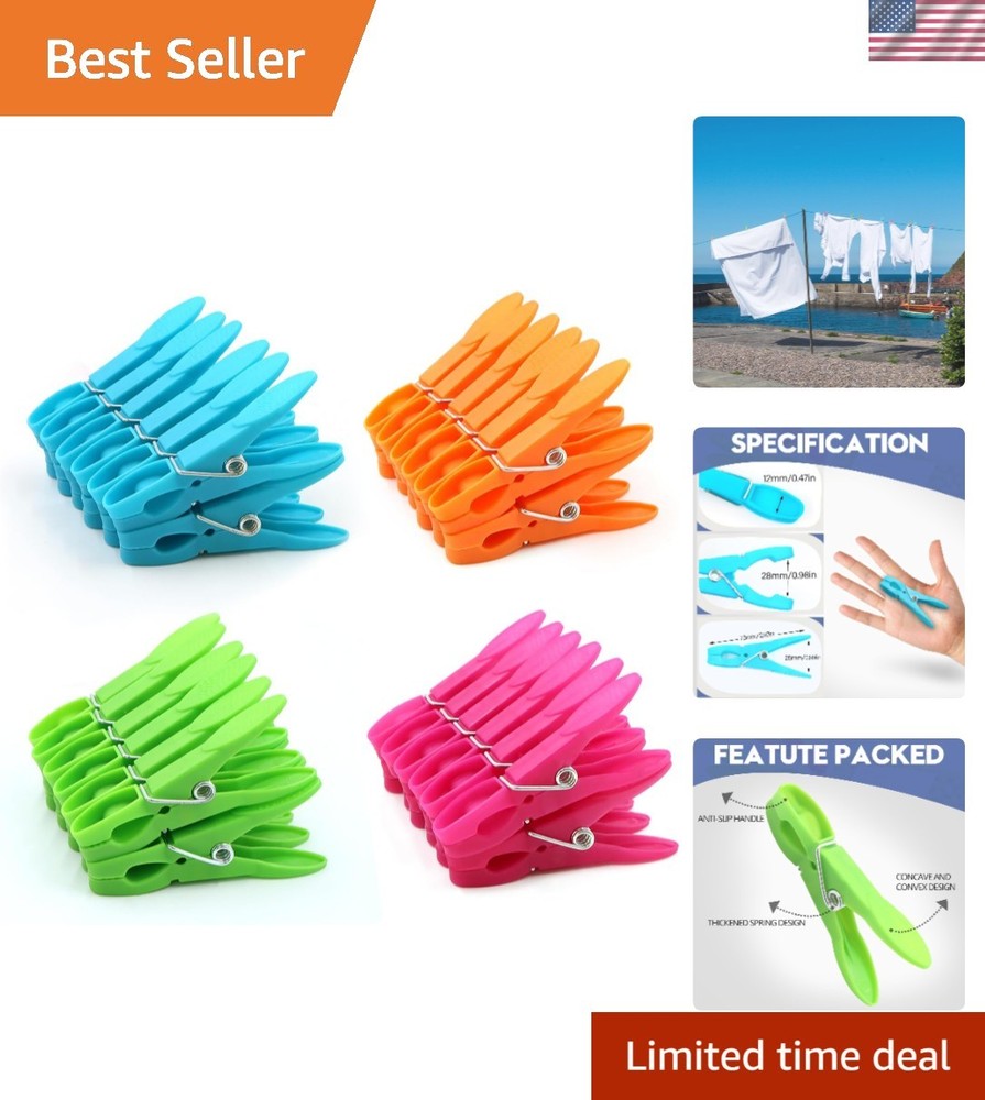 Multi-Use 48-Count Colorful Clothespins - Rust-Resistant Laundry Clips for Homes