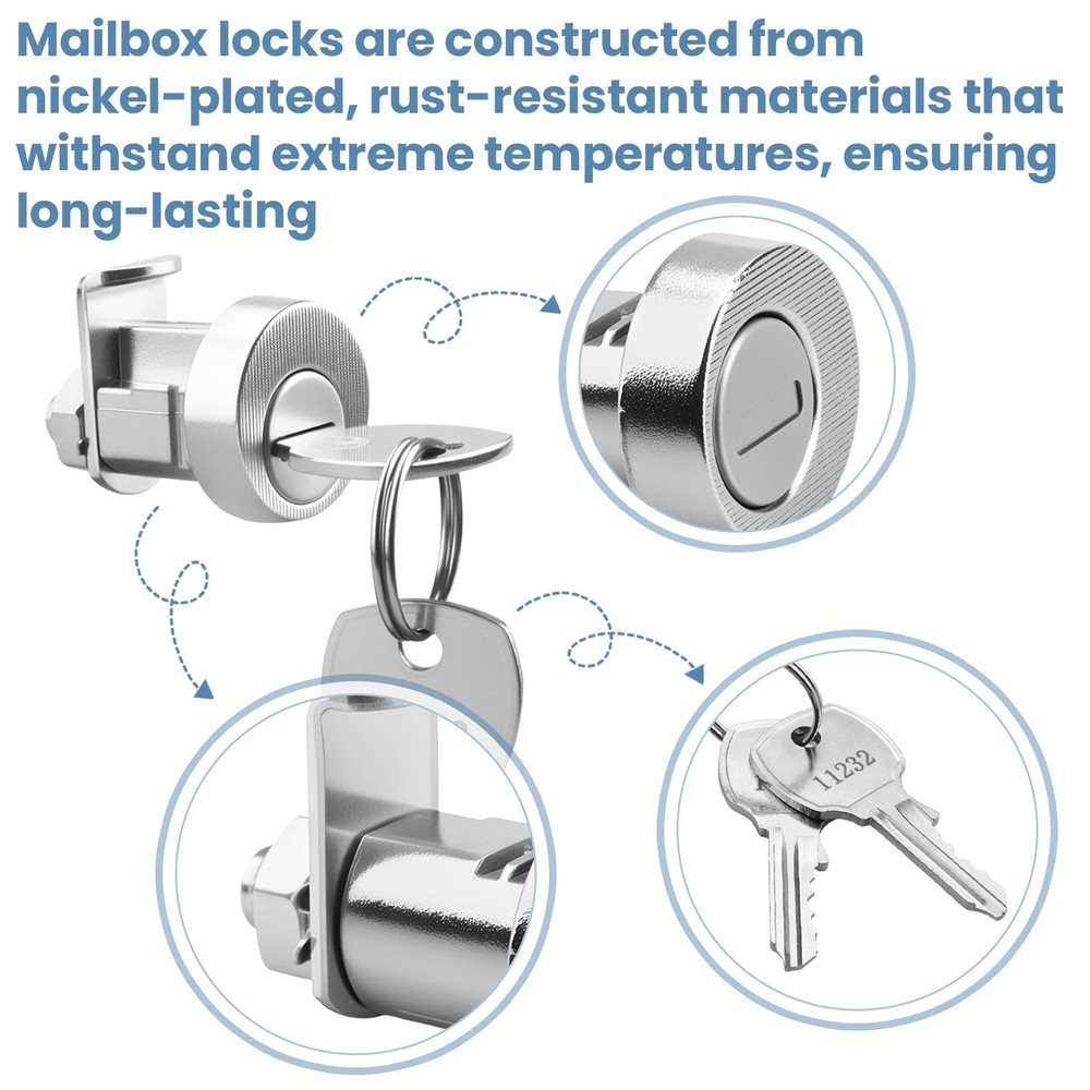 MP4526 Universal Mailbox Lock Key Opens Clockwise Lock Set Replacement 2 PCS