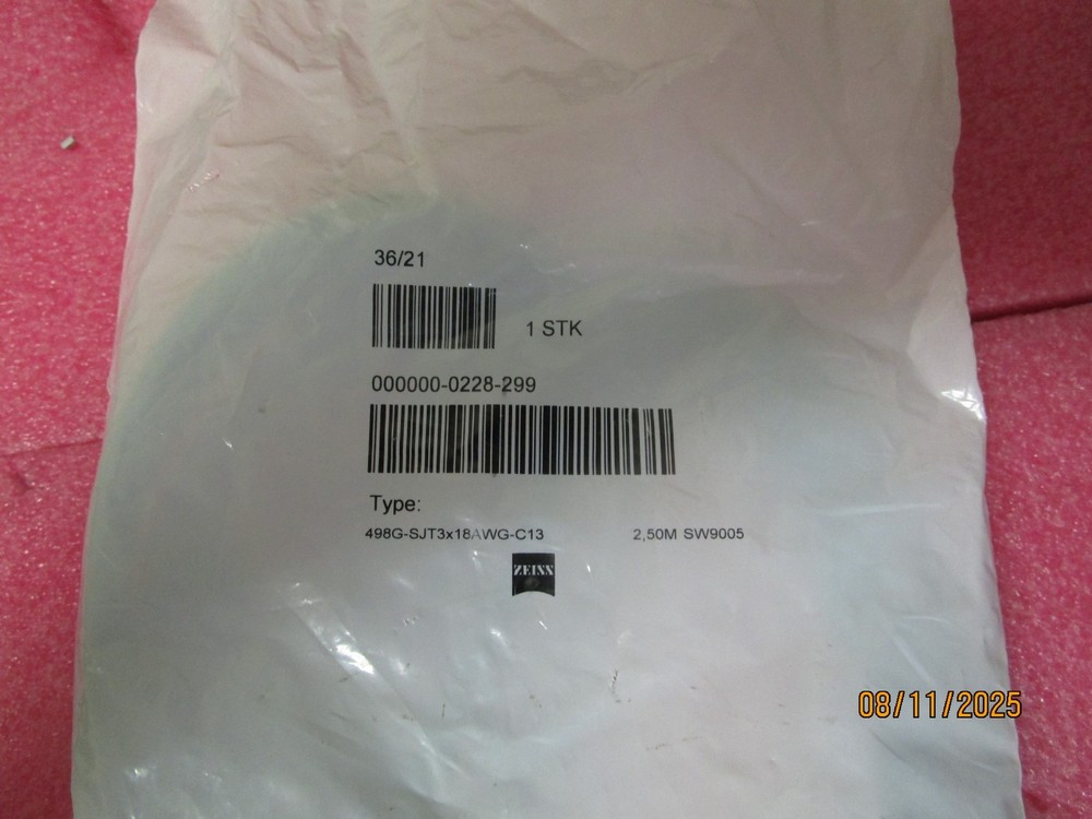 Zeiss Microscope AC Power Cord 000000-0228-299
